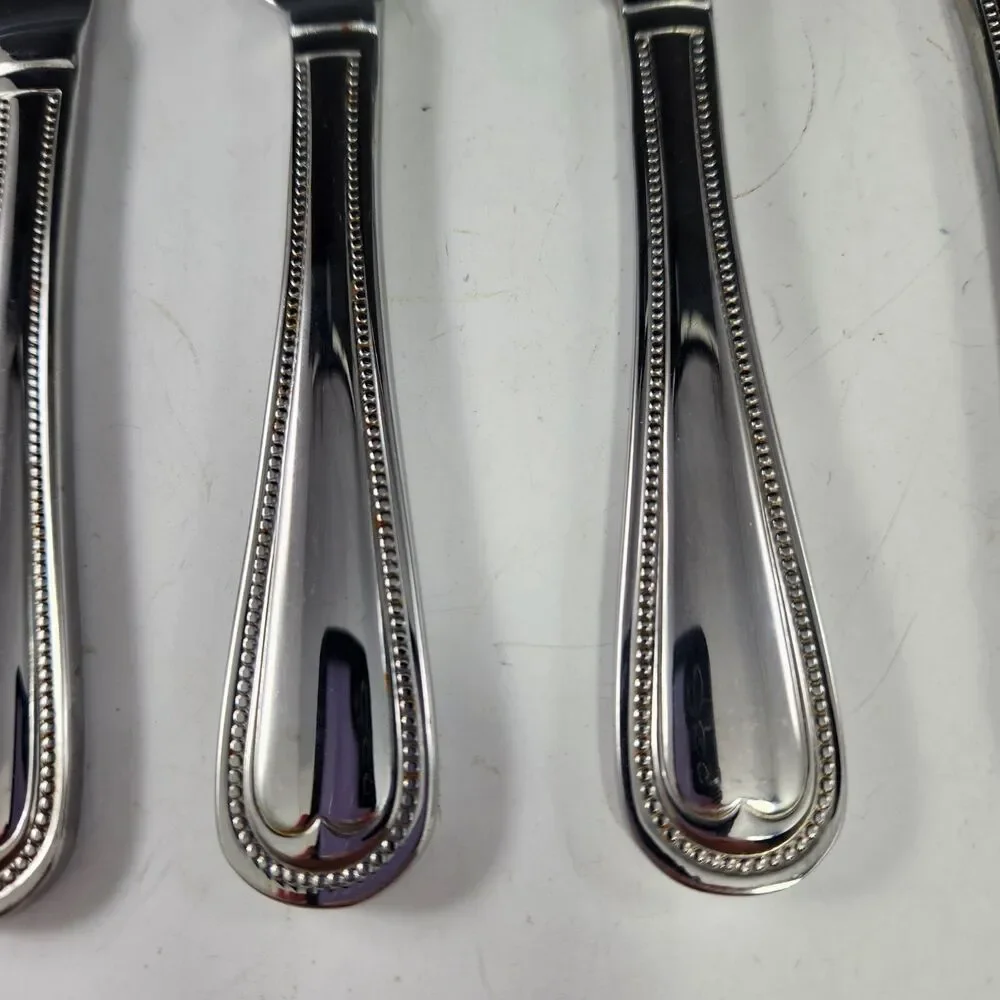REED & BARTON Set 4 Knives HAMILTON ENGLISH GENTRY Stainless Knife Elegant Bead